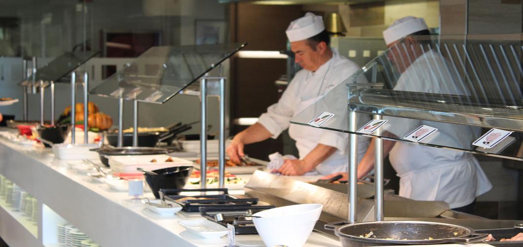 Buffet with international food